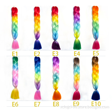 Wholesale New Color Hot Sale Jumbo Braiding Hair Extensions Braiding Hair Ombre Multiple Tone Colored Synthetic Hair for Girl